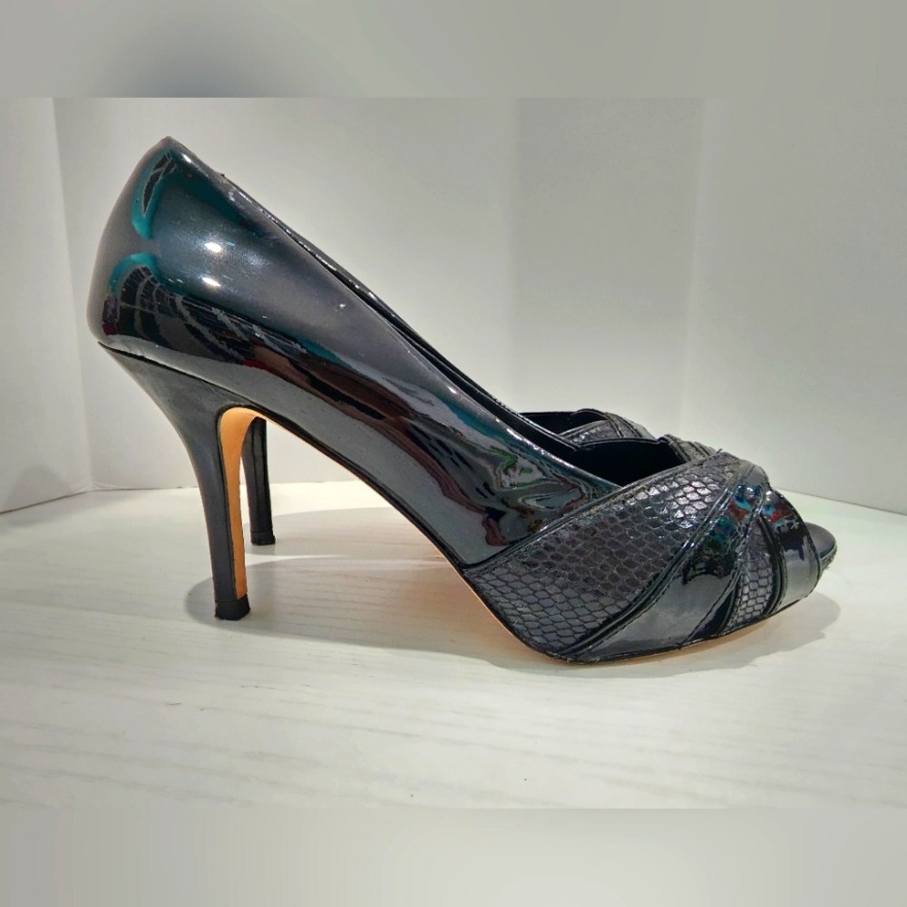 White House Black Market Black Peeptoe Heels